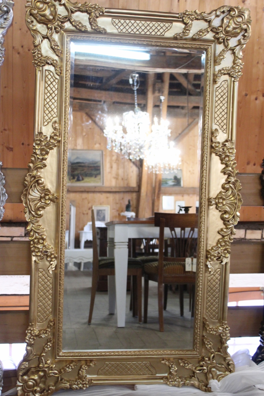 Spiegel / mit barockem Holzrahmen Gold 90X160cm